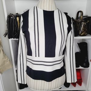 Zara fancy black and white long sleeve blouse